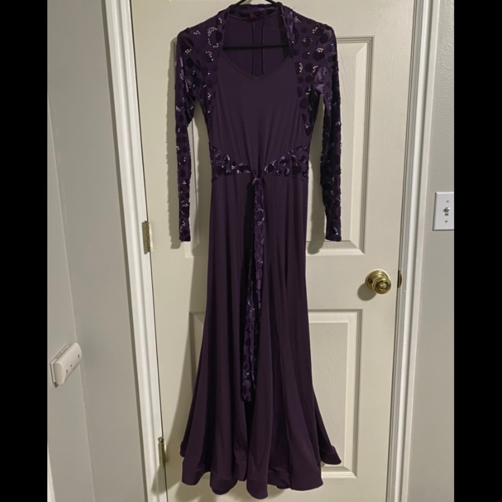 Purple Velvet Polkadot Dress (with Rhinestones)